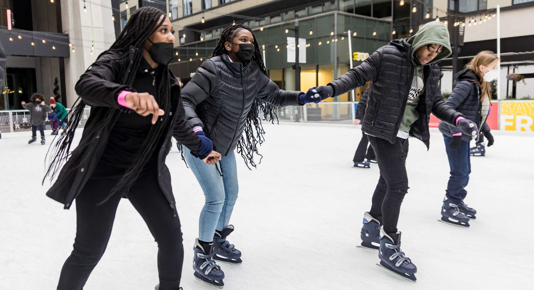 Ice skating outing in Colony Square in Midtown Atlanta